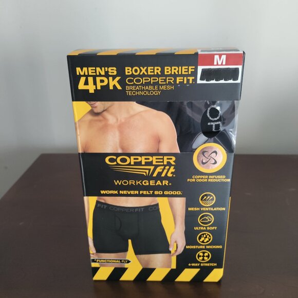 4pk Copper Fit Men's M Performance Boxer Briefs Copper Infused Work Gear - Picture 1 of 2
